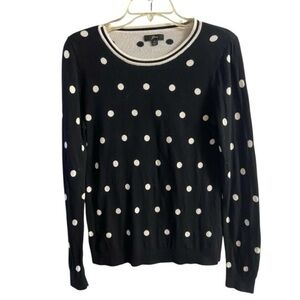 J. Crew Black Polka Dot Sweater  cotton medium